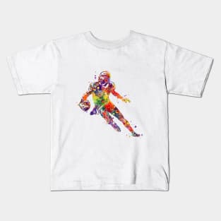 Watercolor American Football Player Kids T-Shirt